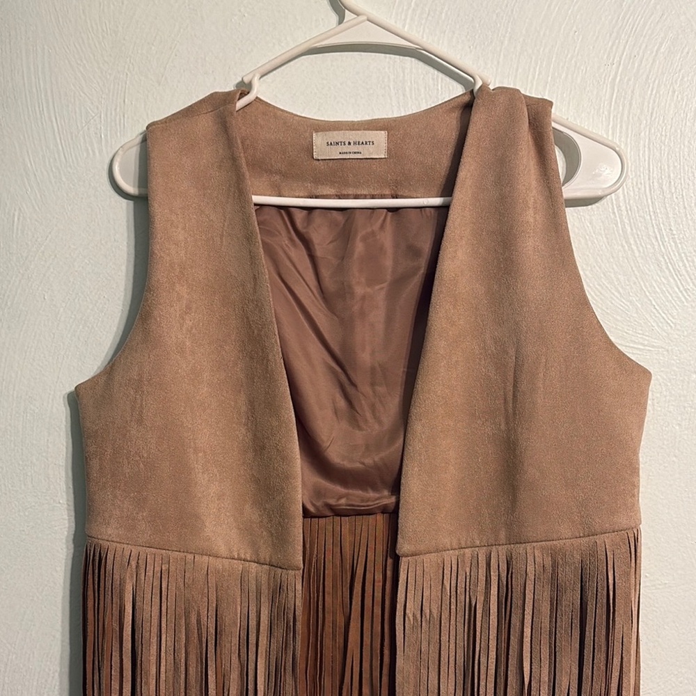Tan Fringe Vest